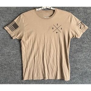 Grunt Style Mens Tan USA‎ Flag Graphic T Shirt Size Large